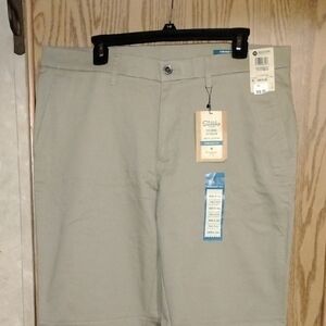 Haggar Men's Flat-Front Performance Slacks in Light Khaki. Size 36 X 30